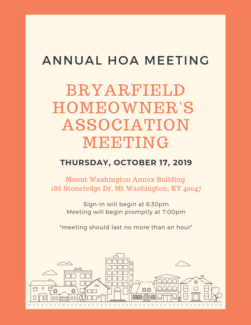 2019 Annual HOA Meeting – Bryarfield Homeowners Association